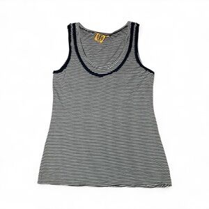 Tory Burch Double Layer Tank Top W/Raw Edges In Navy & White Stripes Medium